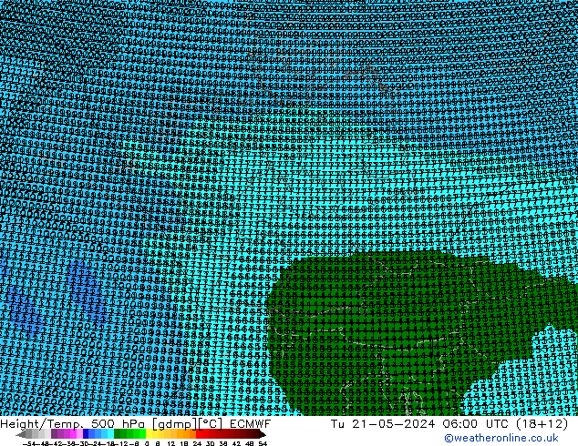 Height/Temp. 500 hPa ECMWF 星期二 21.05.2024 06 UTC