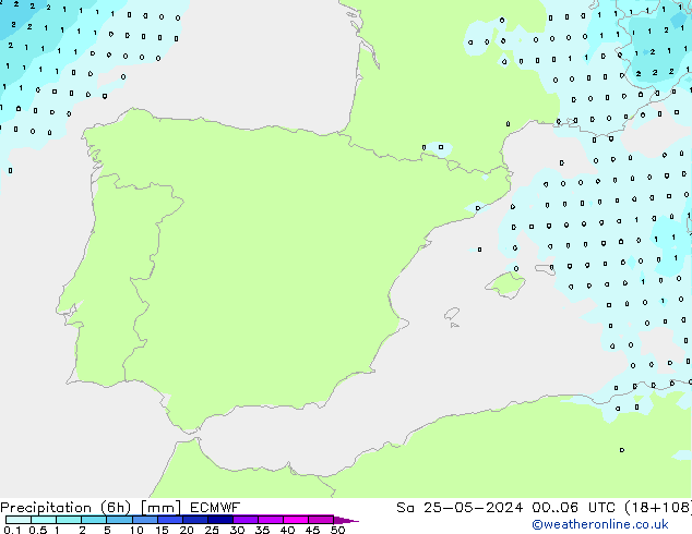 Precipitation (6h) ECMWF So 25.05.2024 06 UTC