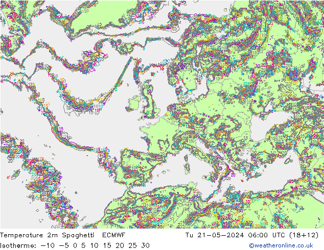 Temperaturkarte Spaghetti ECMWF Di 21.05.2024 06 UTC