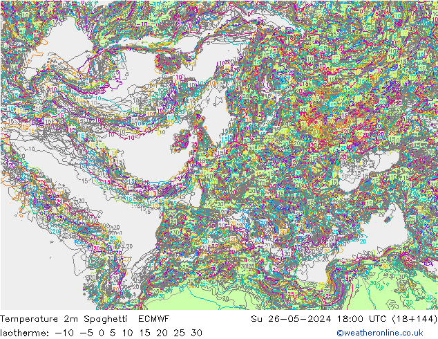 mapa temperatury 2m Spaghetti ECMWF nie. 26.05.2024 18 UTC