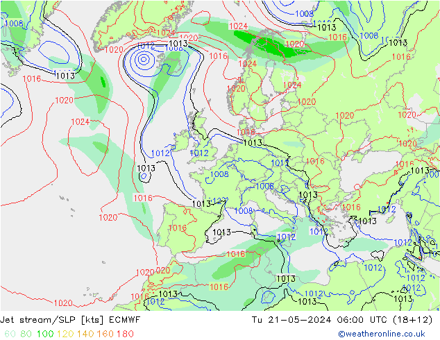 Polarjet/Bodendruck ECMWF Di 21.05.2024 06 UTC