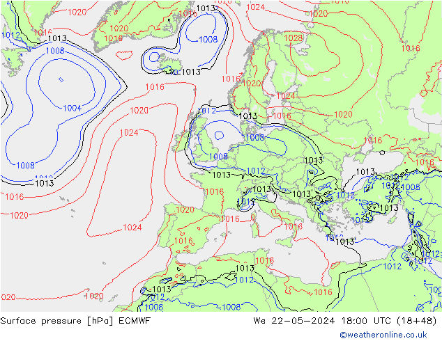 pression de l'air ECMWF mer 22.05.2024 18 UTC