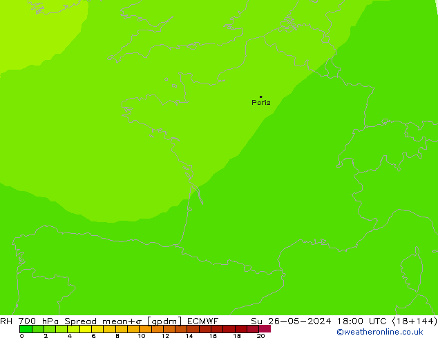 RH 700 hPa Spread ECMWF Ne 26.05.2024 18 UTC