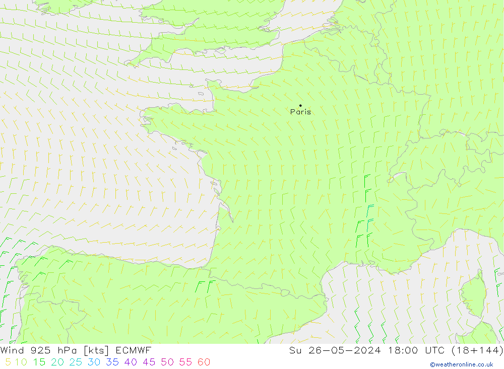 Wind 925 hPa ECMWF zo 26.05.2024 18 UTC