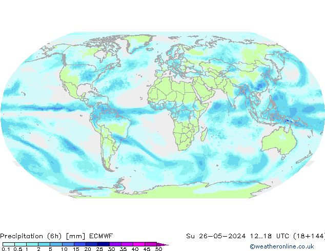 Precipitação (6h) ECMWF Dom 26.05.2024 18 UTC