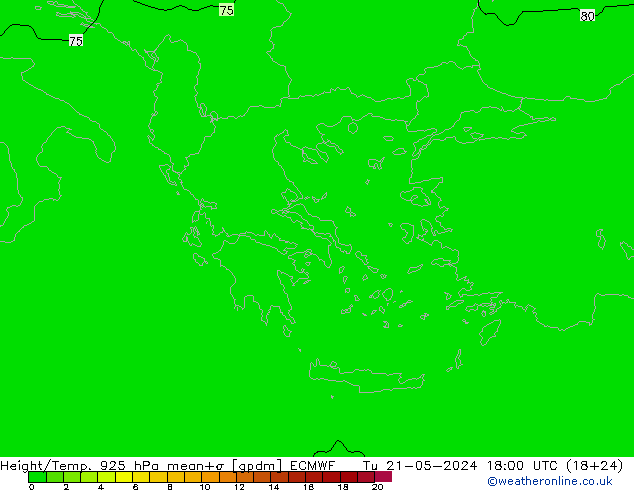 Hoogte/Temp. 925 hPa ECMWF di 21.05.2024 18 UTC