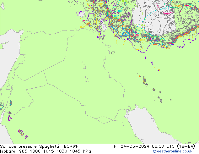 приземное давление Spaghetti ECMWF пт 24.05.2024 06 UTC
