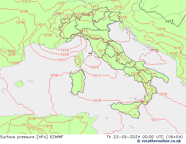 Yer basıncı ECMWF Per 23.05.2024 00 UTC