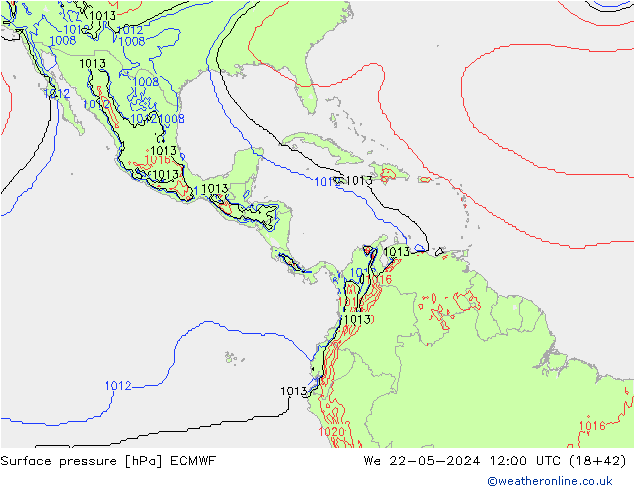Pressione al suolo ECMWF mer 22.05.2024 12 UTC