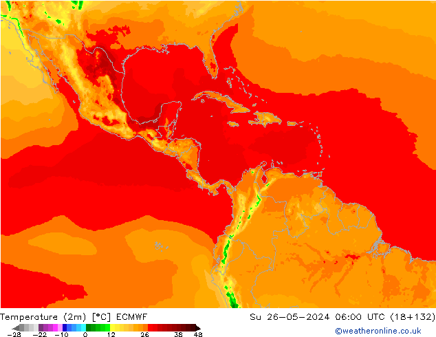 Temperaturkarte (2m) ECMWF So 26.05.2024 06 UTC