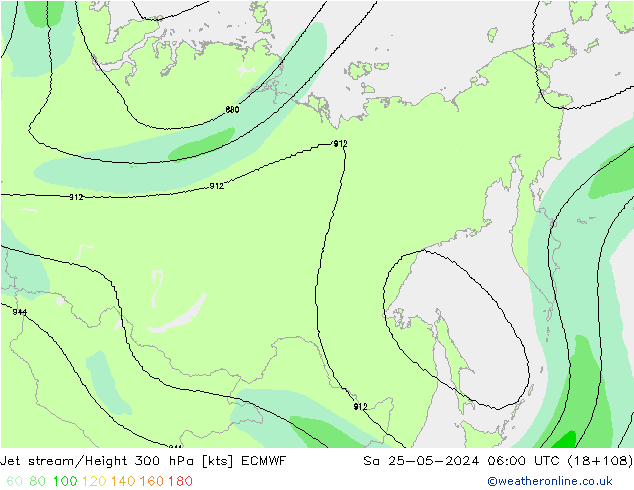 Jet stream/Height 300 hPa ECMWF So 25.05.2024 06 UTC