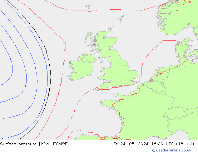 приземное давление ECMWF пт 24.05.2024 18 UTC