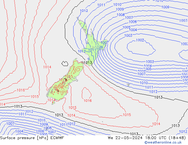 Yer basıncı ECMWF Çar 22.05.2024 18 UTC