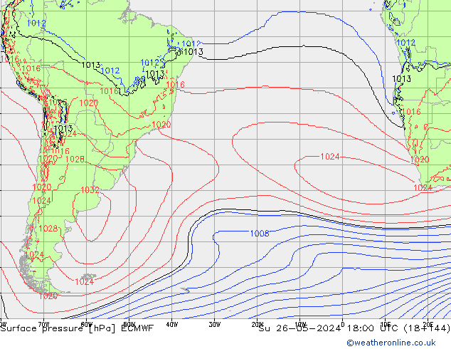 pressão do solo ECMWF Dom 26.05.2024 18 UTC