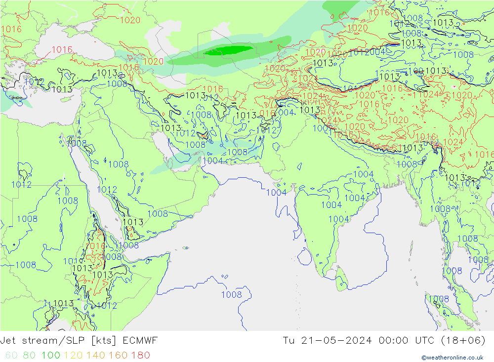 高速氣流/地面气压 ECMWF 星期二 21.05.2024 00 UTC