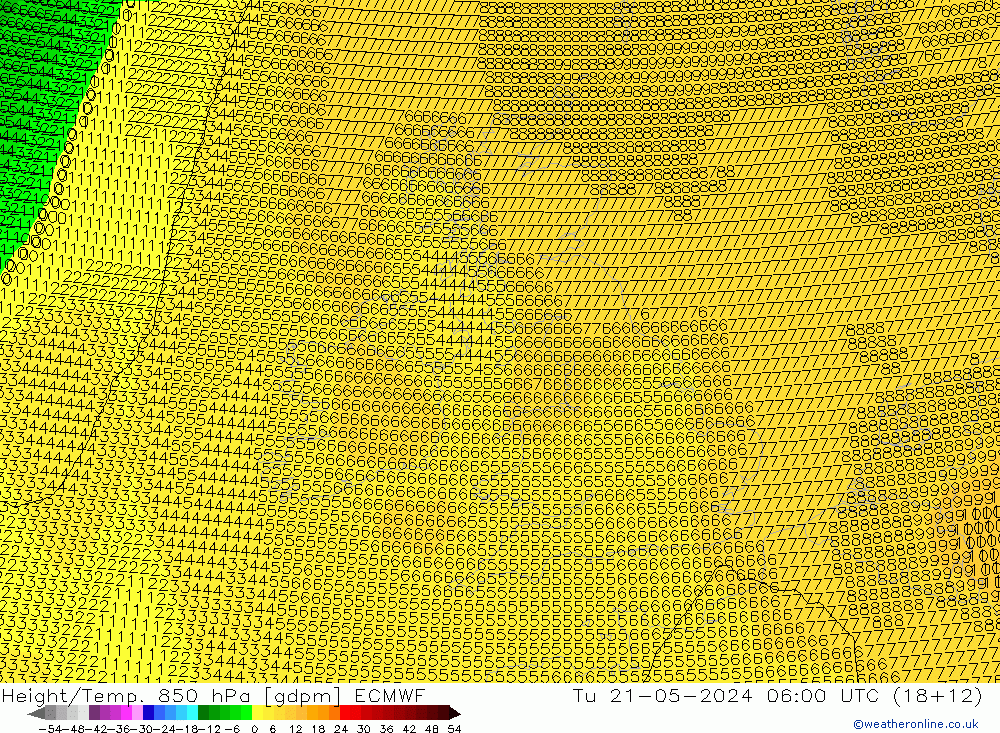 Height/Temp. 850 hPa ECMWF wto. 21.05.2024 06 UTC