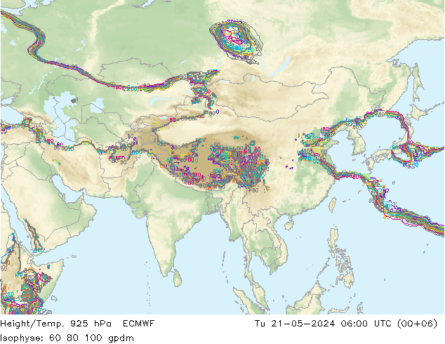 Height/Temp. 925 hPa ECMWF mar 21.05.2024 06 UTC