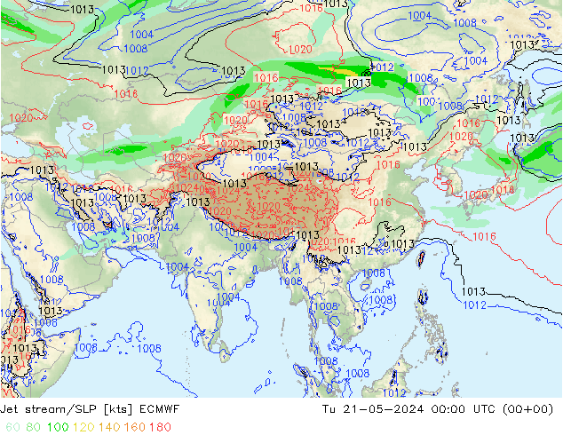 джет/приземное давление ECMWF вт 21.05.2024 00 UTC