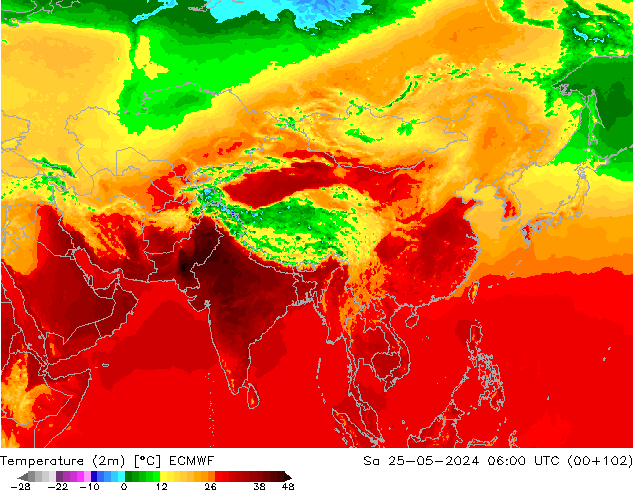 Temperature (2m) ECMWF So 25.05.2024 06 UTC