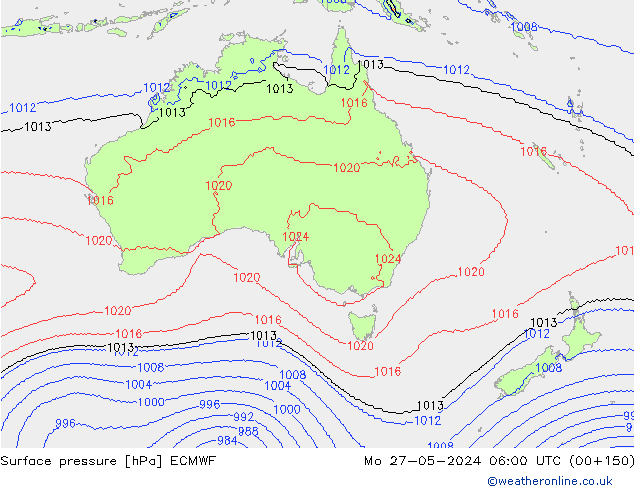 Bodendruck ECMWF Mo 27.05.2024 06 UTC