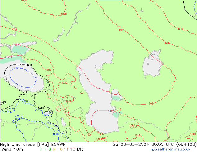 High wind areas ECMWF dim 26.05.2024 00 UTC