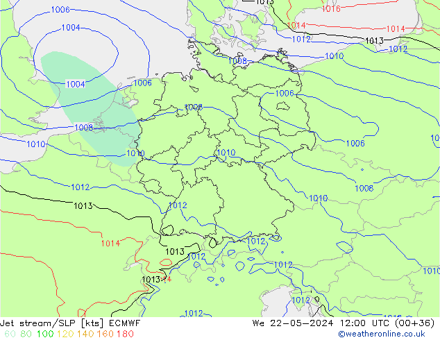 Polarjet/Bodendruck ECMWF Mi 22.05.2024 12 UTC