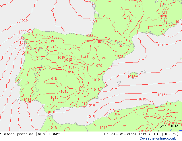 Surface pressure ECMWF Fr 24.05.2024 00 UTC