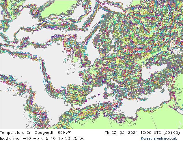 Sıcaklık Haritası 2m Spaghetti ECMWF Per 23.05.2024 12 UTC