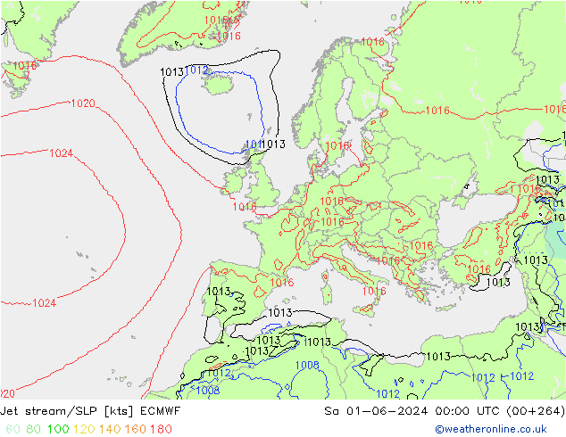 Jet stream/SLP ECMWF Sa 01.06.2024 00 UTC