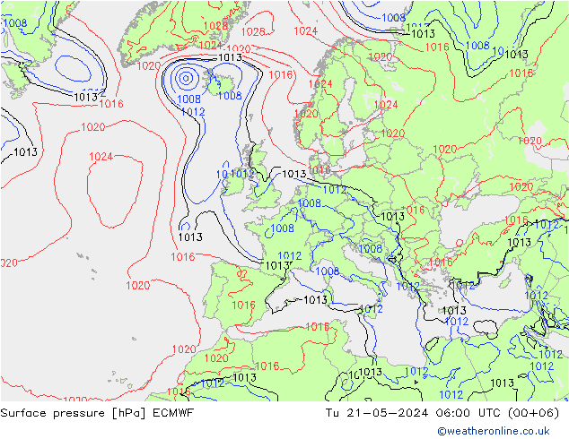 Yer basıncı ECMWF Sa 21.05.2024 06 UTC