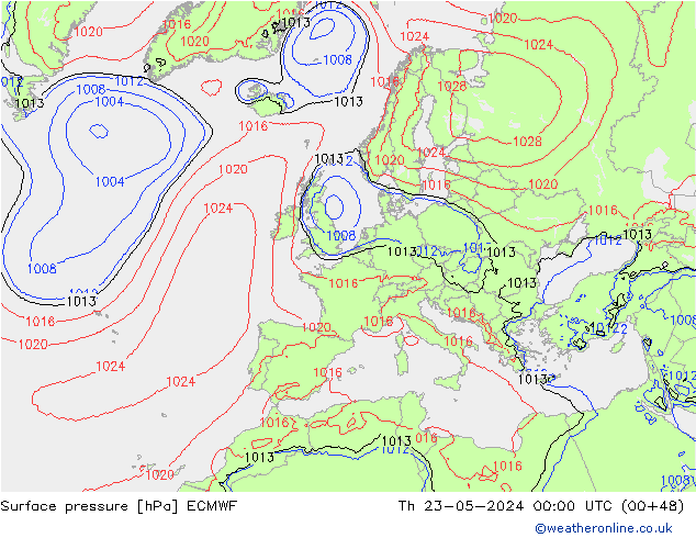pressão do solo ECMWF Qui 23.05.2024 00 UTC