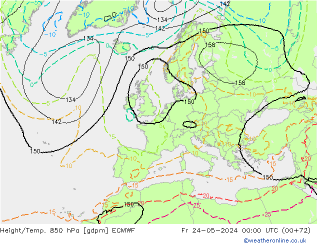 Height/Temp. 850 hPa ECMWF Fr 24.05.2024 00 UTC