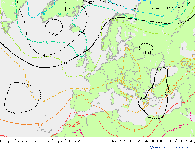 Height/Temp. 850 hPa ECMWF Mo 27.05.2024 06 UTC