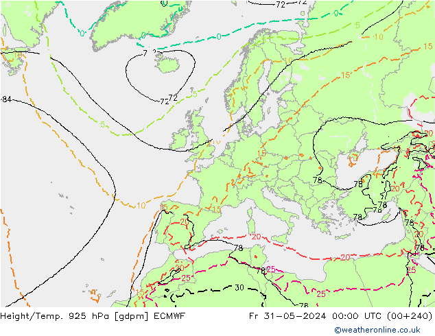 Height/Temp. 925 гПа ECMWF пт 31.05.2024 00 UTC