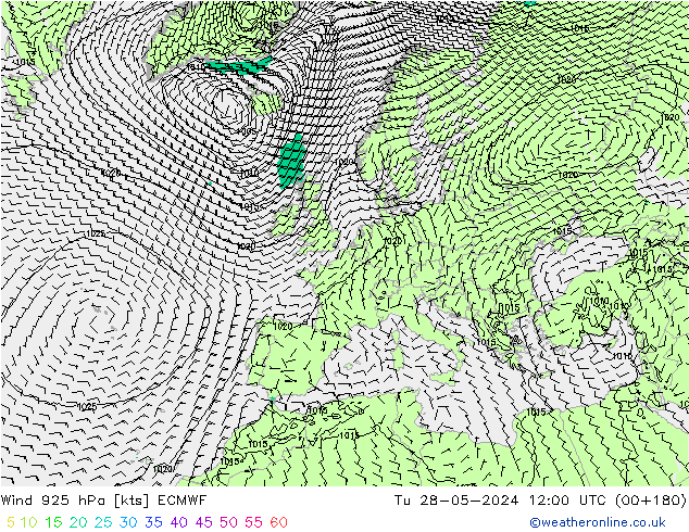 Wind 925 hPa ECMWF Di 28.05.2024 12 UTC