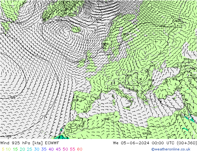 wiatr 925 hPa ECMWF śro. 05.06.2024 00 UTC