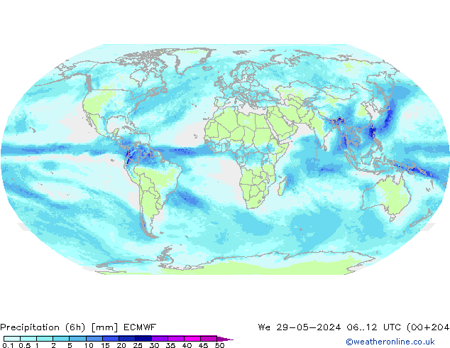 Precipitazione (6h) ECMWF mer 29.05.2024 12 UTC