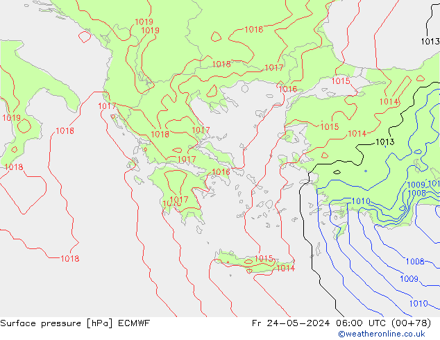 Bodendruck ECMWF Fr 24.05.2024 06 UTC