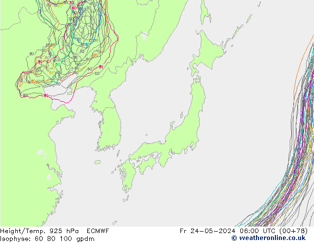 Height/Temp. 925 гПа ECMWF пт 24.05.2024 06 UTC