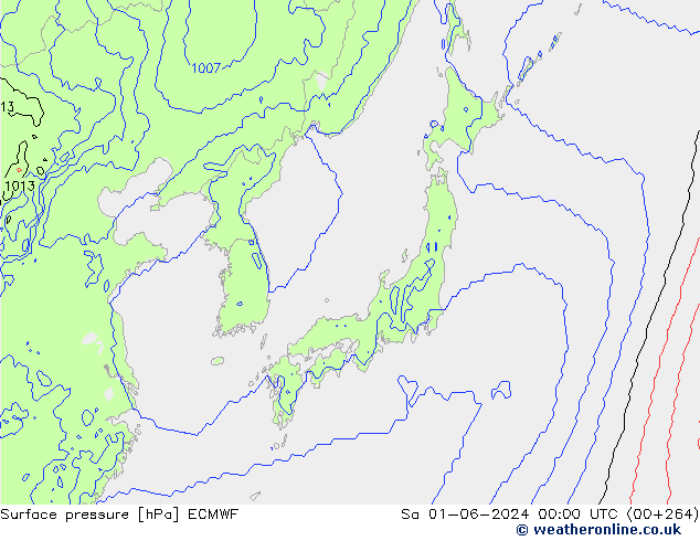 pressão do solo ECMWF Sáb 01.06.2024 00 UTC