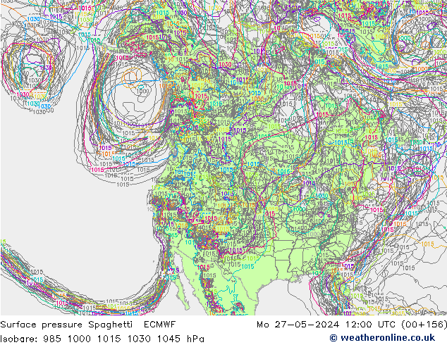 Surface pressure Spaghetti ECMWF Mo 27.05.2024 12 UTC