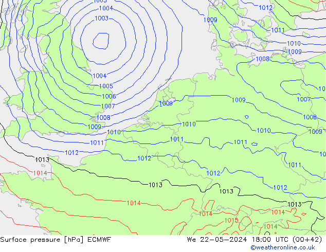 ciśnienie ECMWF śro. 22.05.2024 18 UTC