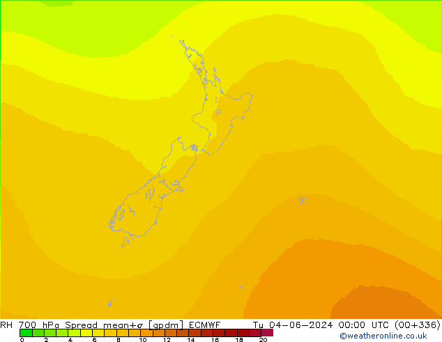 RH 700 hPa Spread ECMWF mar 04.06.2024 00 UTC