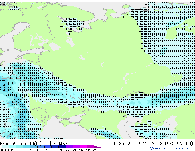 осадки (6h) ECMWF чт 23.05.2024 18 UTC