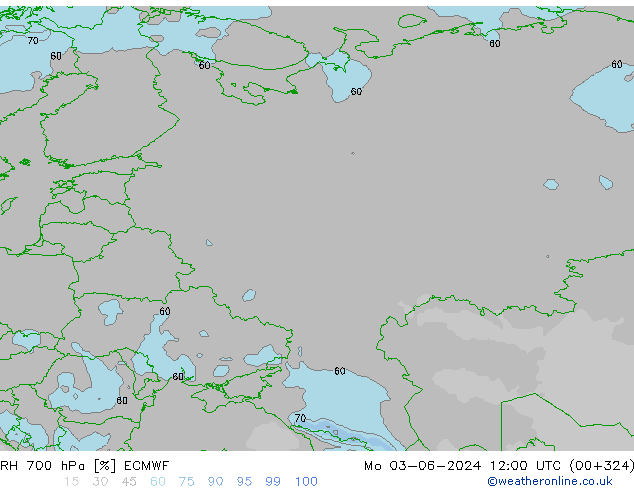 RH 700 hPa ECMWF Mo 03.06.2024 12 UTC