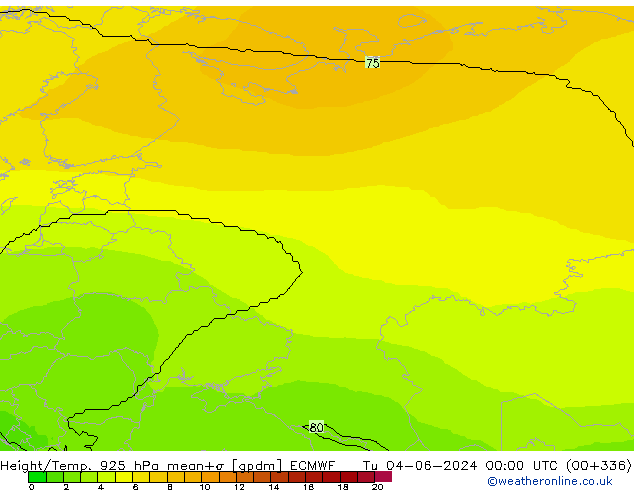 Hoogte/Temp. 925 hPa ECMWF di 04.06.2024 00 UTC