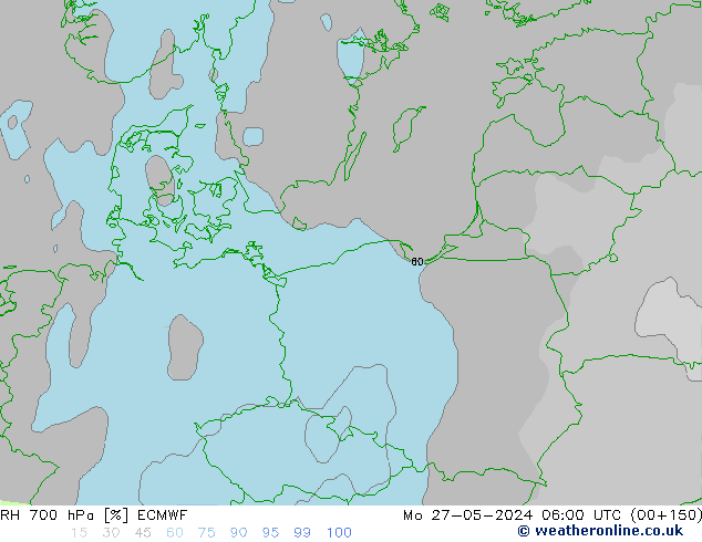 RH 700 hPa ECMWF lun 27.05.2024 06 UTC
