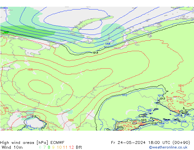 Windvelden ECMWF vr 24.05.2024 18 UTC