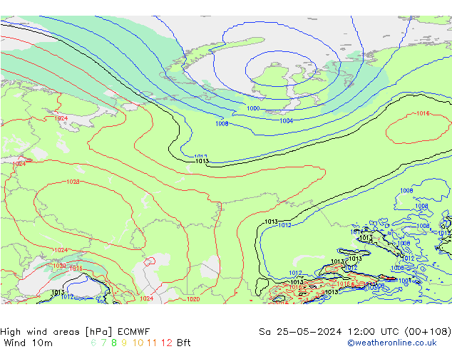yüksek rüzgarlı alanlar ECMWF Cts 25.05.2024 12 UTC