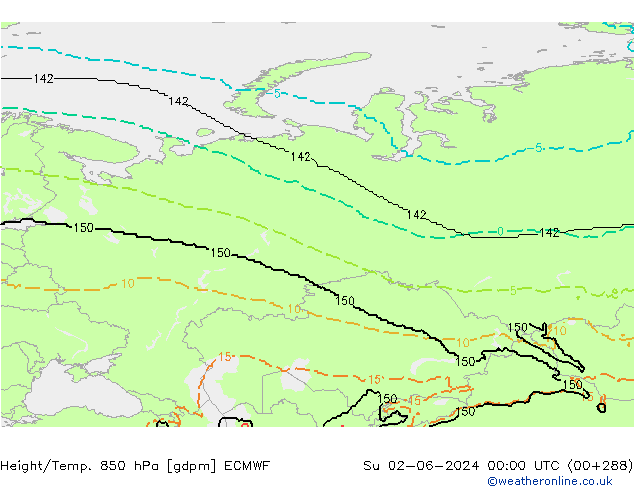 Height/Temp. 850 hPa ECMWF dom 02.06.2024 00 UTC